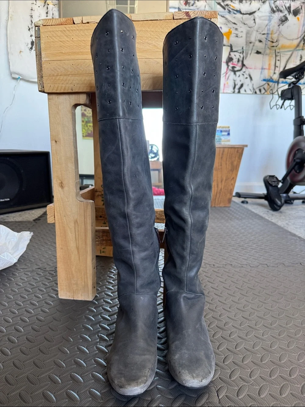 Kenneth Cole Over the Knee Optional Fold Flat Leather Boots